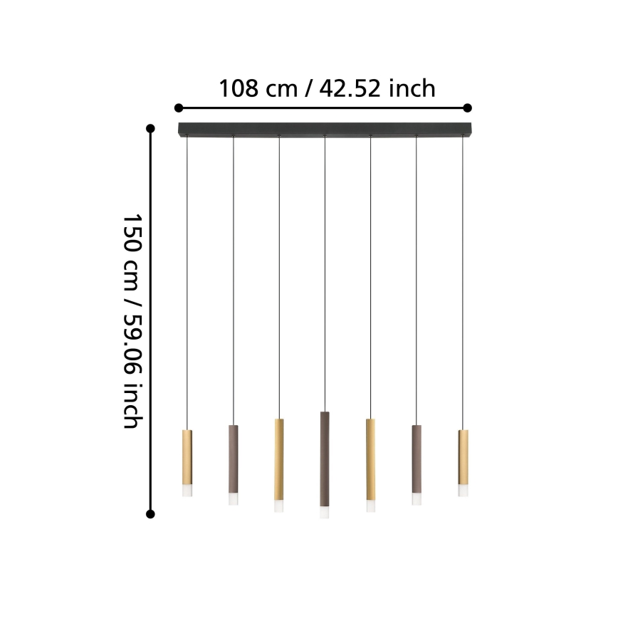 Eglo - LED Prigušivi luster na sajli 7xLED/3,1W/230V 3000K antracit/zlatna