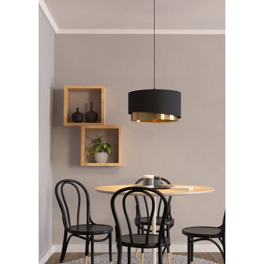 Eglo - Luster na sajli 1xE27/40W/230V crna/zlatna