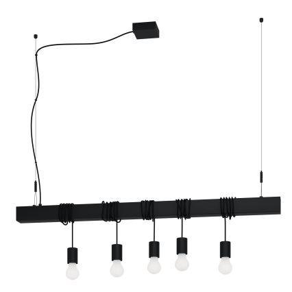 Eglo - Luster na sajli TOWNSHEND 5xE27/40W/230V crna