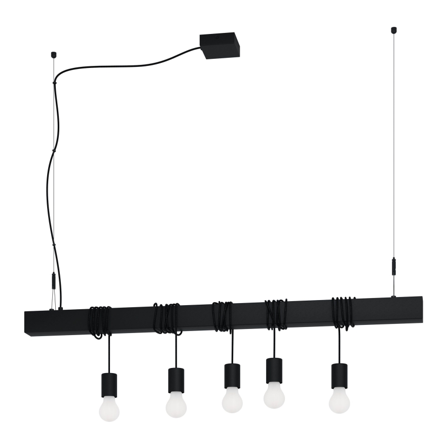 Eglo - Luster na sajli TOWNSHEND 5xE27/40W/230V crna