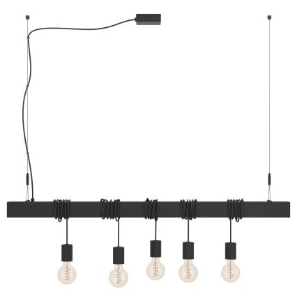 Eglo - Luster na sajli TOWNSHEND 5xE27/40W/230V crna