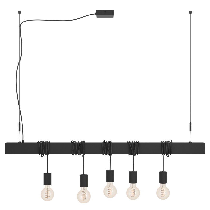 Eglo - Luster na sajli TOWNSHEND 5xE27/40W/230V crna