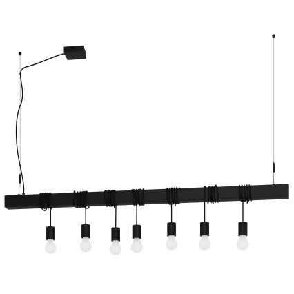 Eglo - Luster na sajli TOWNSHEND 7xE27/40W/230V crna