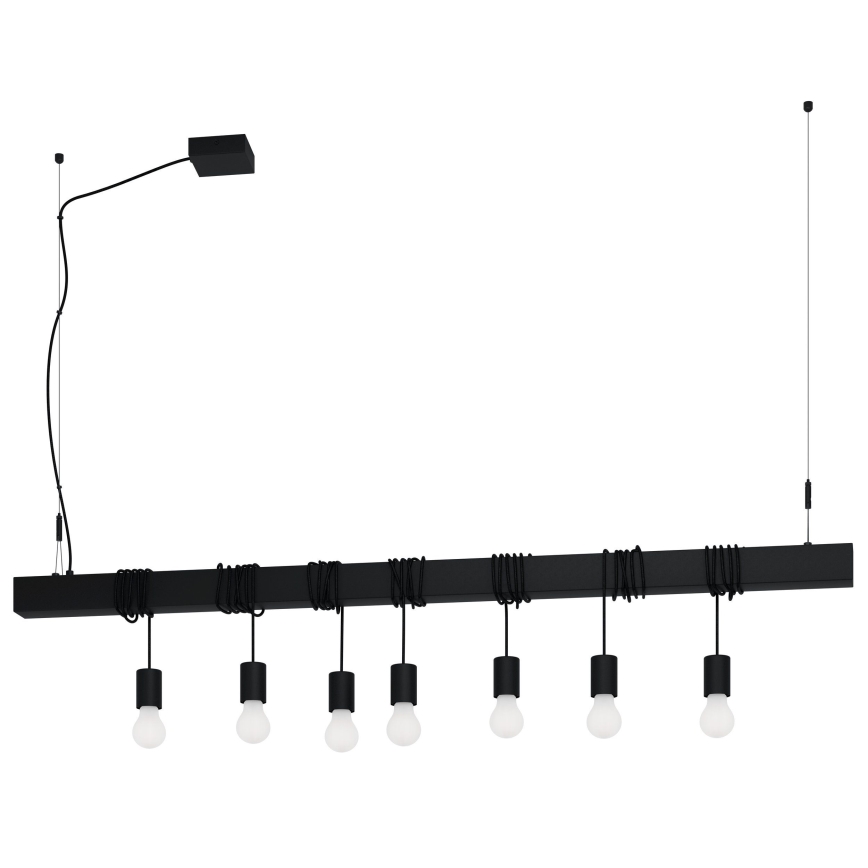 Eglo - Luster na sajli TOWNSHEND 7xE27/40W/230V crna