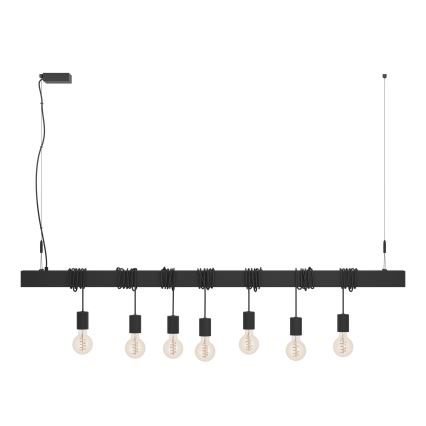 Eglo - Luster na sajli TOWNSHEND 7xE27/40W/230V crna