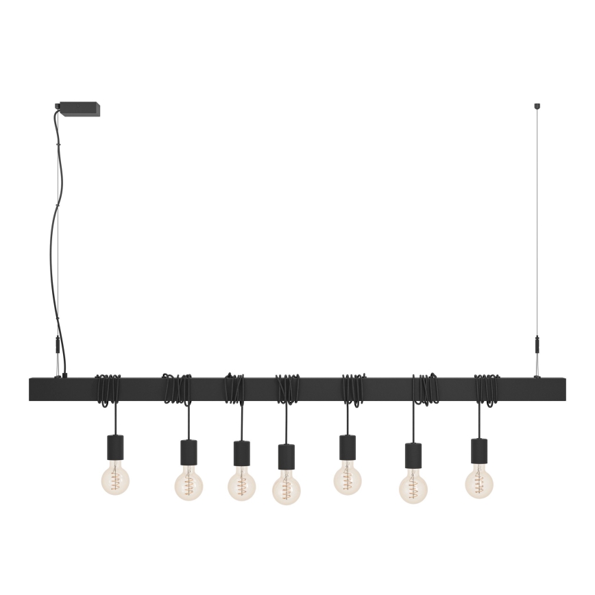 Eglo - Luster na sajli TOWNSHEND 7xE27/40W/230V crna