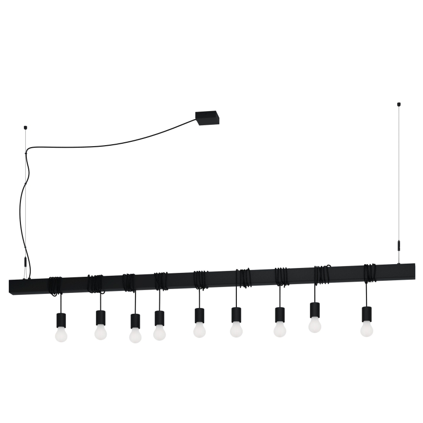 Eglo - Luster na sajli TOWNSHEND 9xE27/40W/230V crna