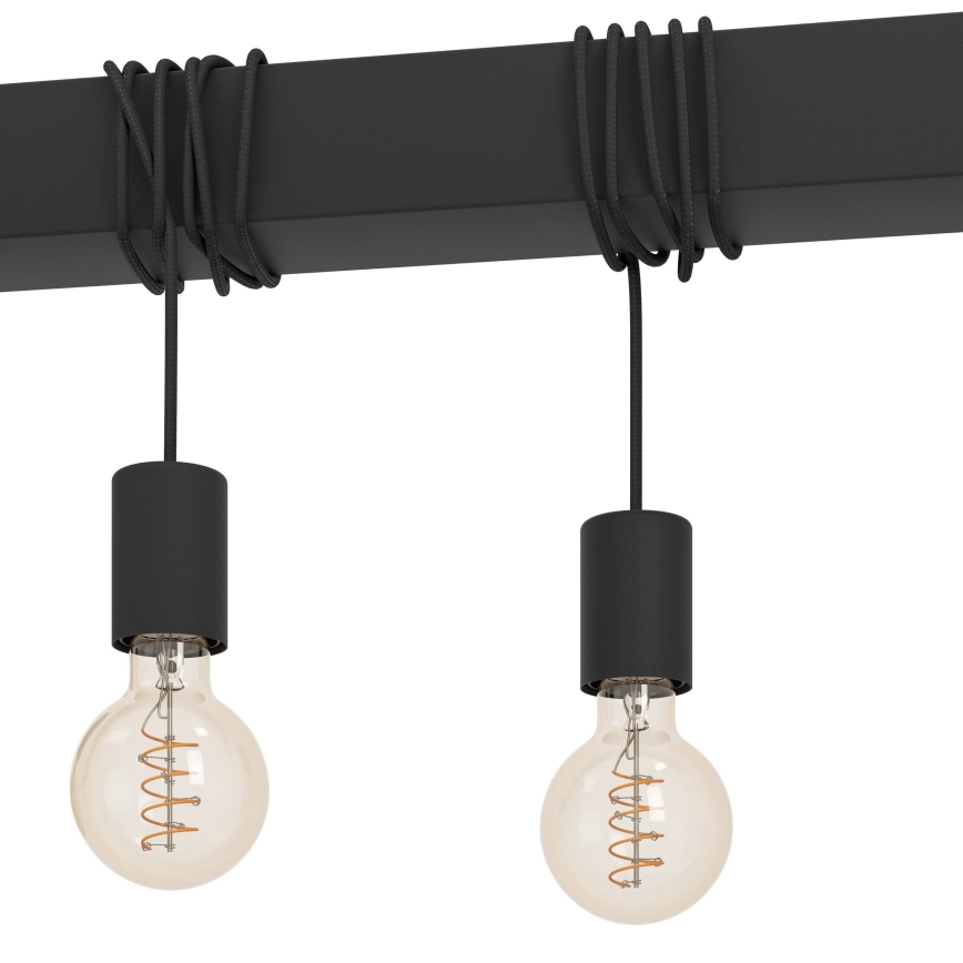 Eglo - Luster na sajli TOWNSHEND 9xE27/40W/230V crna