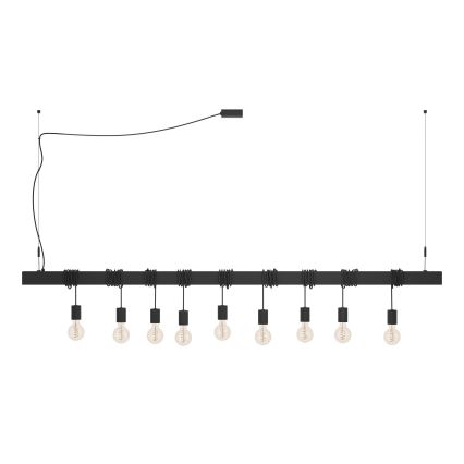 Eglo - Luster na sajli TOWNSHEND 9xE27/40W/230V crna