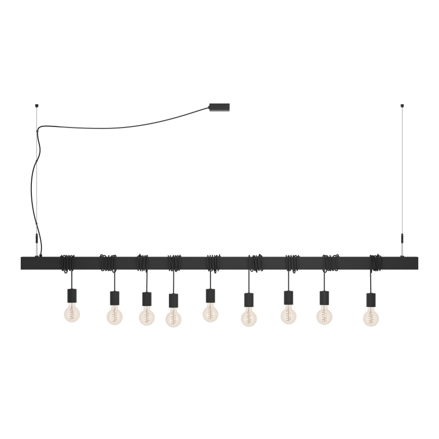 Eglo - Luster na sajli TOWNSHEND 9xE27/40W/230V crna