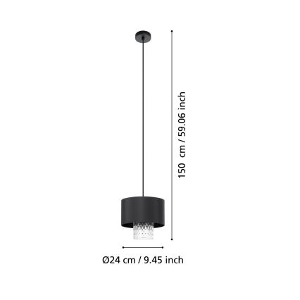 Eglo - Luster na sajli 1xE27/40W/230V crna