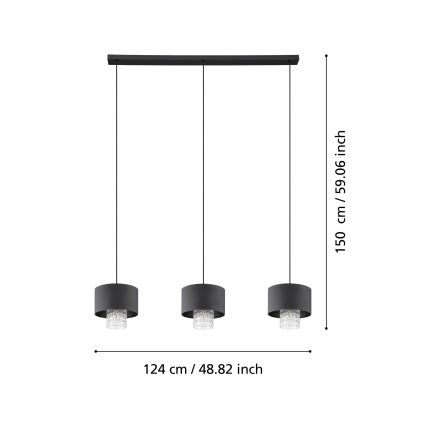 Eglo - Luster na sajli 3xE27/40W/230V crna