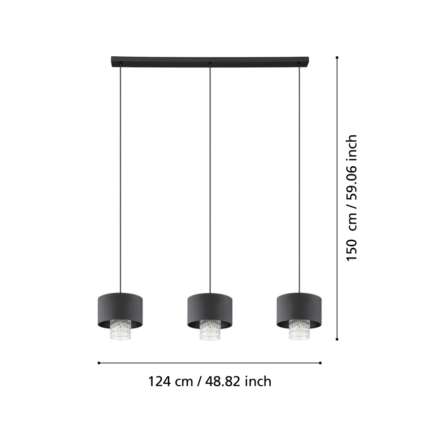 Eglo - Luster na sajli 3xE27/40W/230V crna
