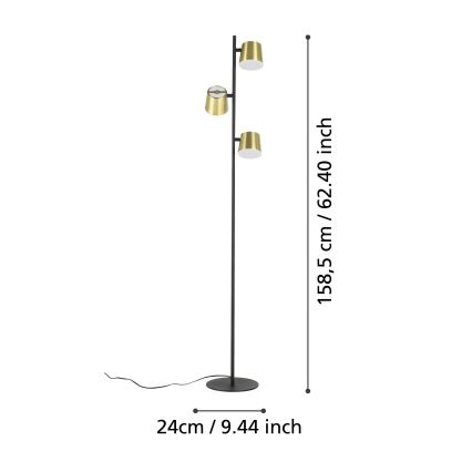 Eglo - LED Podna lampa 3xGU10/4,6W/230V 3000K zlatna