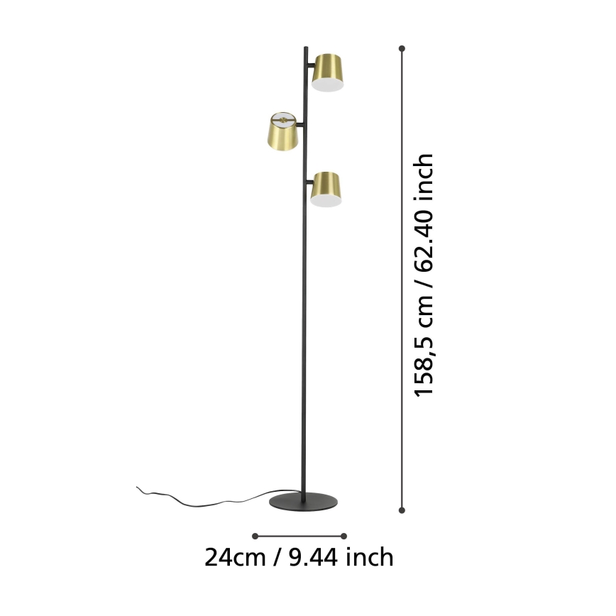 Eglo - LED Podna lampa 3xGU10/4,6W/230V 3000K zlatna