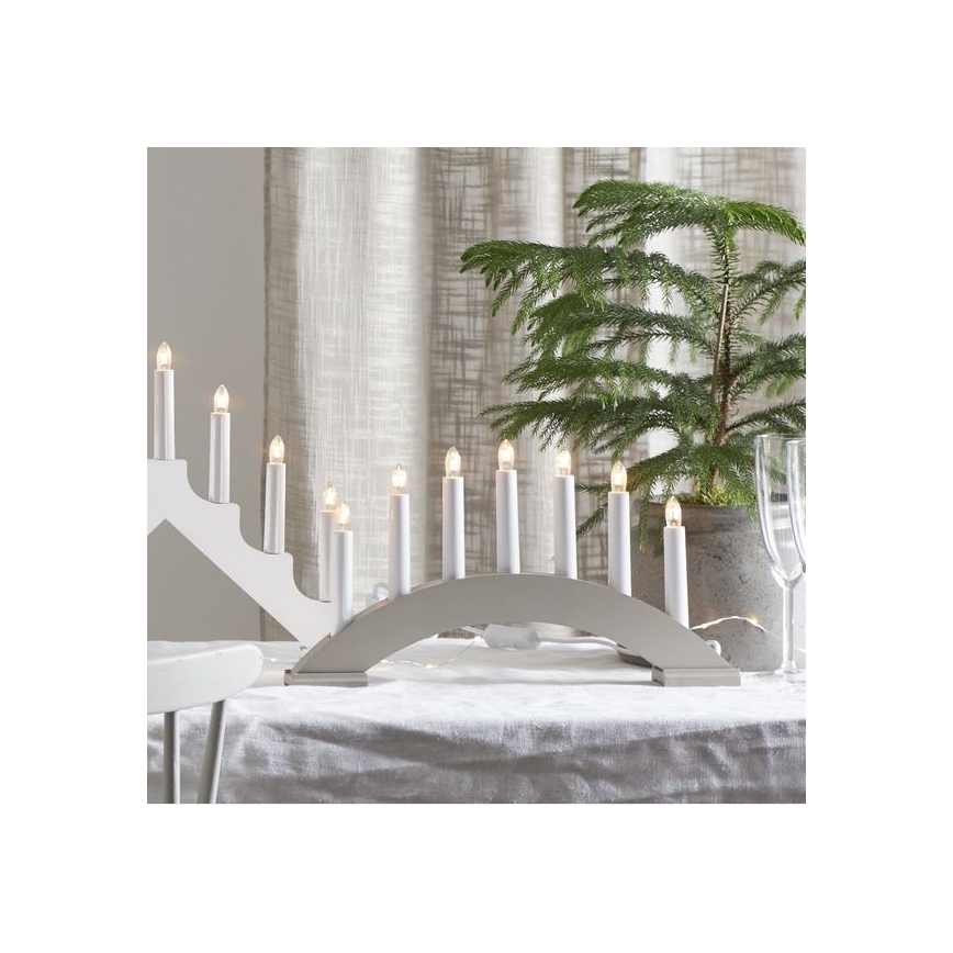 Eglo - Božićni svijećnjak 7xE10/3W/230V siva