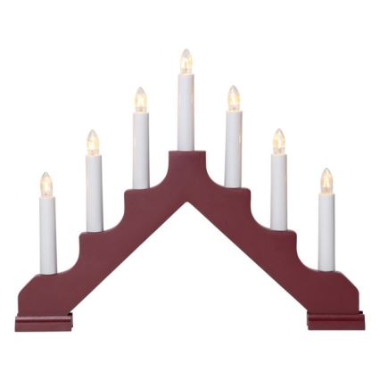 Eglo - Božićni svijećnjak 7xE10/3W/230V crvena