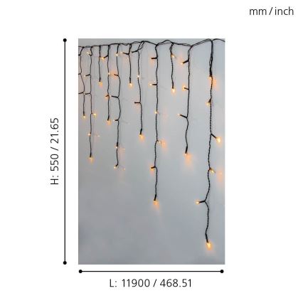 Eglo 410824 - LED Vanjske božićne lampice 480xLED/17x0,55m IP44 topla bijela