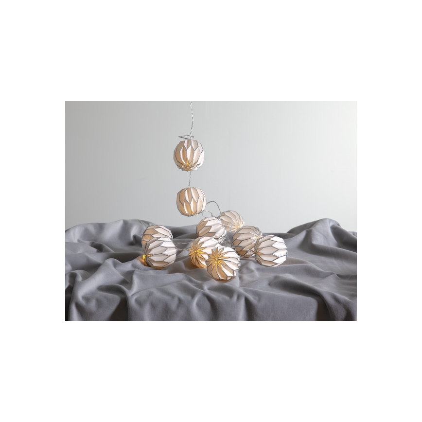 Eglo - LED Božićne lampice 10xLED/3xAA 2,75m bijela/srebrna