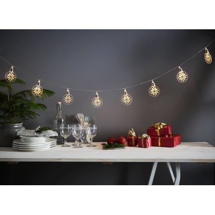 Eglo 411112 - LED Božićna svjetlosna girlanda ORNAMENT 10xLED/3xAA 2,4m toplo bijela