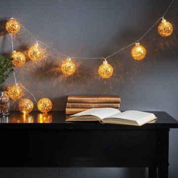 Eglo 411115 - LED Božićna svjetlosna girlanda GLITTER 10xLED/2xAA 1,65m toplo bijela