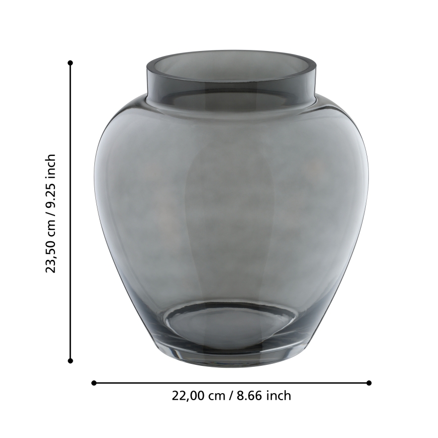 Eglo 421211 - Staklena vaza ASINDRO 23,5x22 cm crna/dimna