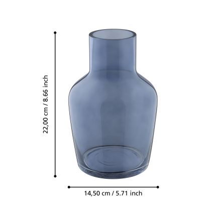 Eglo 421219 - Staklena vaza SIRANANA 22x14,5 cm plava/zadimljena