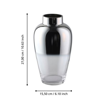 Eglo 421359 - Staklena vaza KENYASI 27x15,5 cm sjajni krom