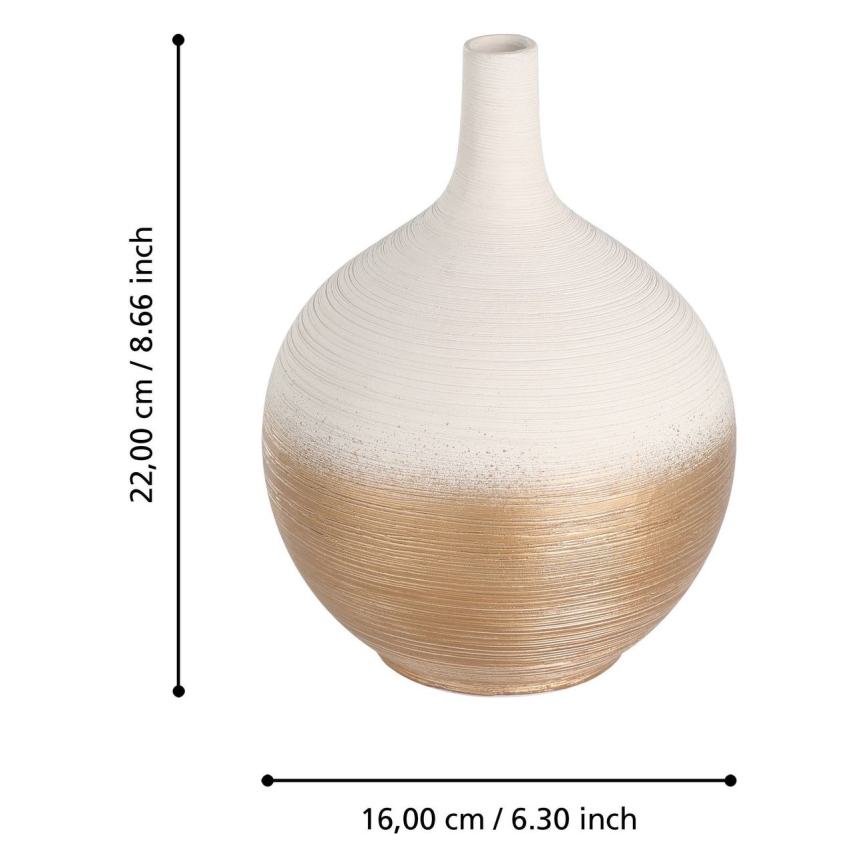 Eglo - Keramička vaza 22x16 cm bijela/zlatna