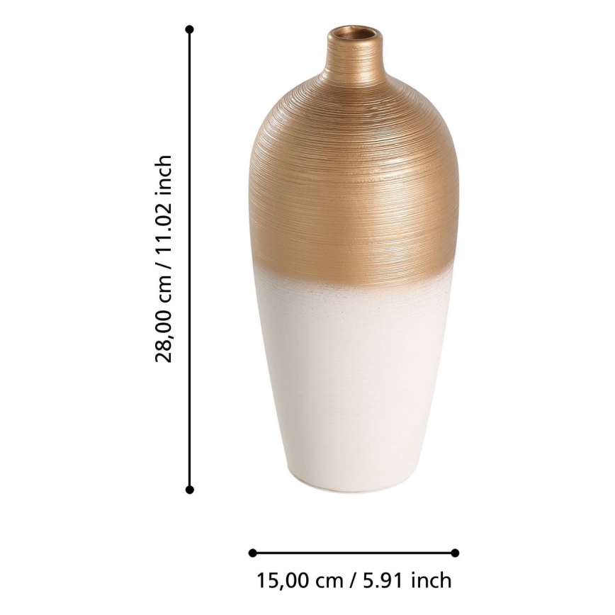 Eglo - Keramička vaza 28x15 cm bijela/zlatna