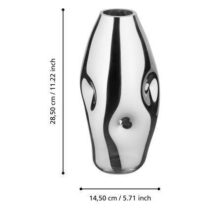 Eglo 421682 - Staklena vaza XIPORAI 28,5x14,5 cm sjajni krom