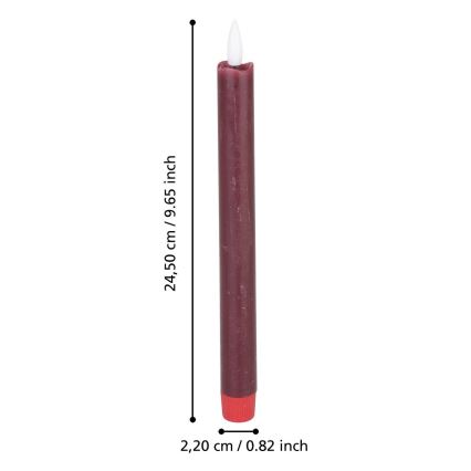 Eglo - SET 2x LED Svijeća LED/1xAAA 24,5 cm crvena