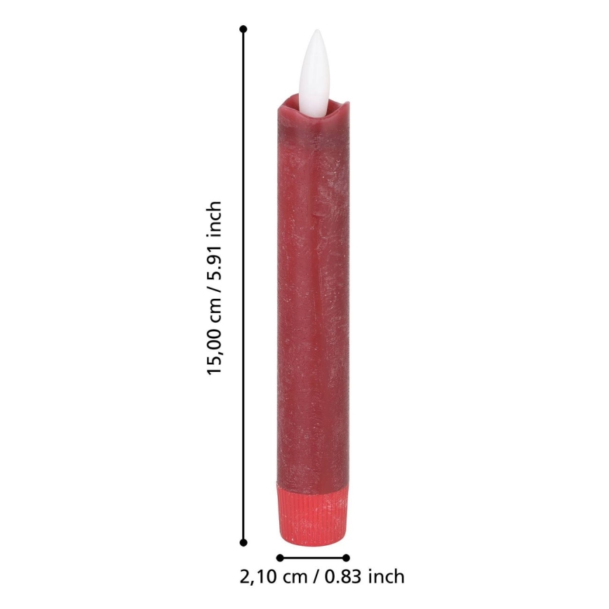 Eglo - SET 2x LED Svijeća LED/1xAAA 15 cm crvena