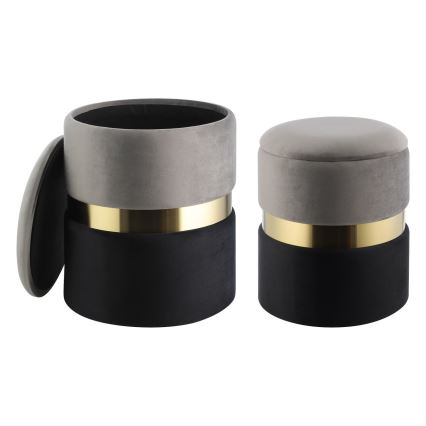 Eglo - SET 2x Tabure pr. 31,5/36 cm siva/crna/zlatna