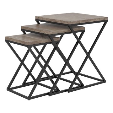 Eglo 424783 - SET od 3 pomoćnih stolića CLONMANY smeđa/crna