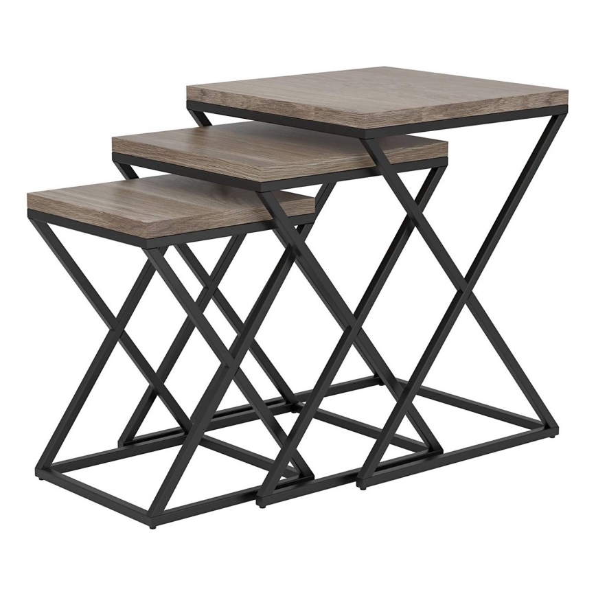 Eglo 424783 - SET od 3 pomoćnih stolića CLONMANY smeđa/crna