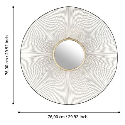 Eglo - Zidno ogledalo pr. 76 cm zlatna/crna