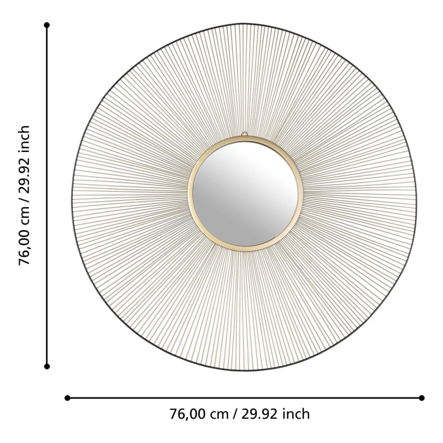 Eglo - Zidno ogledalo pr. 76 cm zlatna/crna
