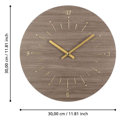 Eglo - Zidni sat 1xAA pr. 30 cm smeđa