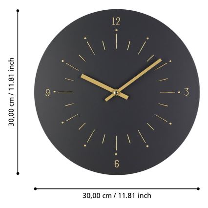 Eglo - Zidni sat 1xAA pr. 30 cm crna