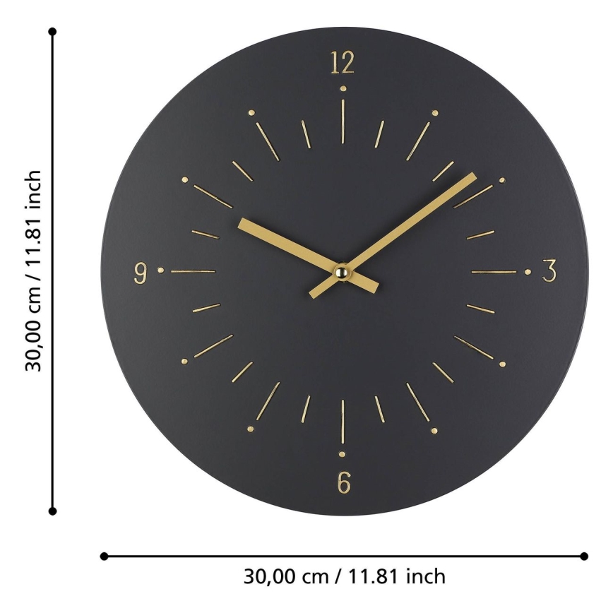 Eglo - Zidni sat 1xAA pr. 30 cm crna