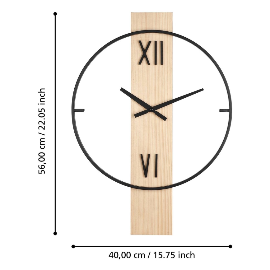 Eglo - Zidni sat 1xAA 56x40 cm drvo/metal - FSC certificirano