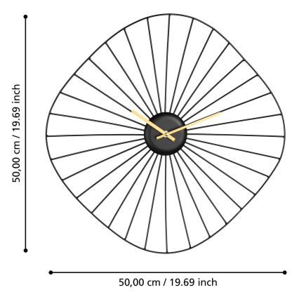 Eglo - Zidni sat 1xAA 50x50 cm crna