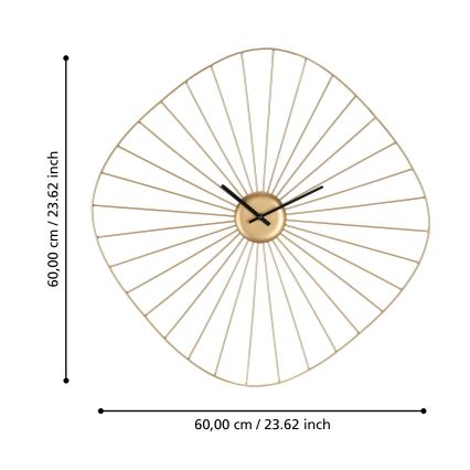 Eglo 425517 - Zidni sat MATSUMOTO 1xAA 60x60 cm zlatni