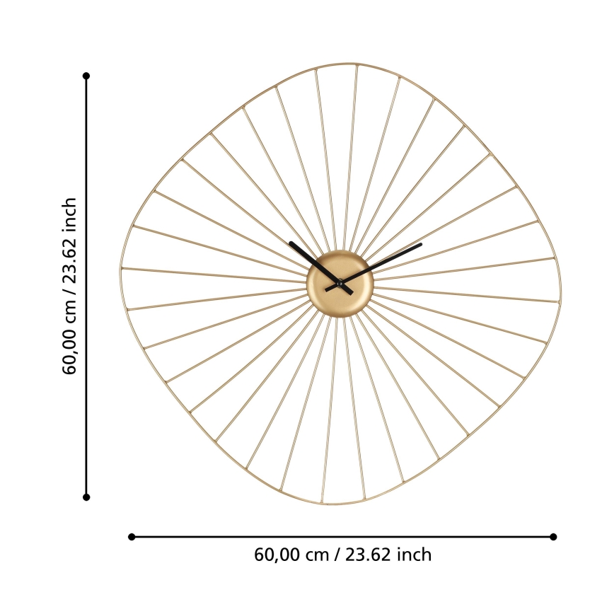 Eglo 425517 - Zidni sat MATSUMOTO 1xAA 60x60 cm zlatni