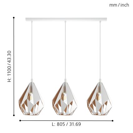 Eglo - Luster na lancu 3xE27/60W/230V