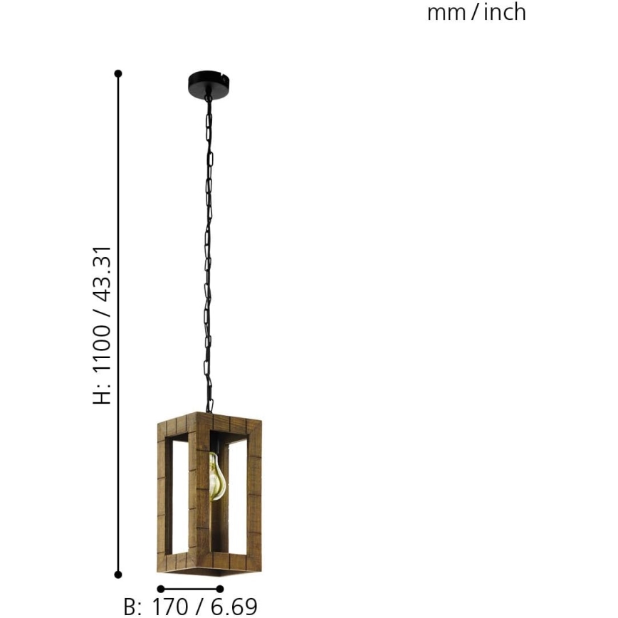 Eglo 43105 - Luster na lancu TAKHIRA 1xE27/60W/230V javor