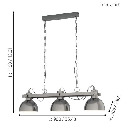 Eglo - Luster na lancu 3xE27/28W/230V