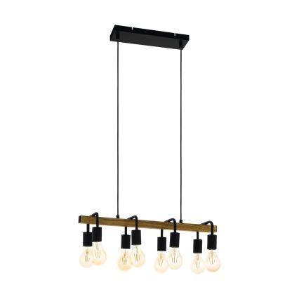 Eglo 43316 - Luster na sajli ERRIBERA 8xE27/40W/230V hrast/crna