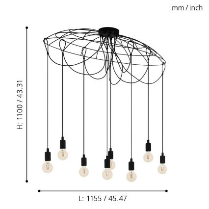 Eglo - Luster na sajli 8xE27/40W/230V